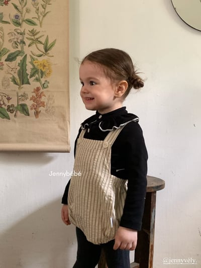 JE567｜(73-100cm) 滾邊翻領上衣/線條吊帶褲20