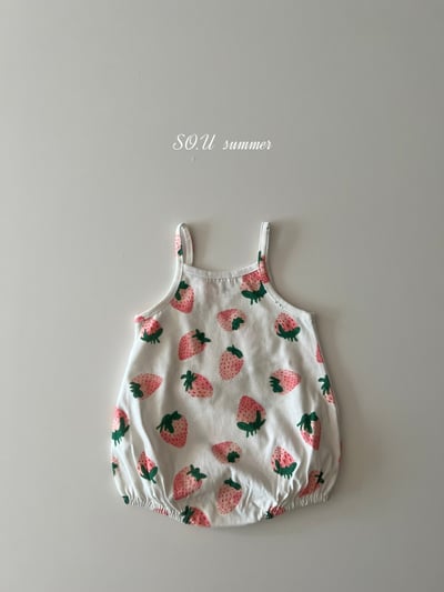 SO.U14｜(6m-18m) 草莓印花無袖包屁衣9