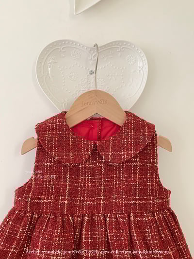 JE 656｜(80-110cm)  格紋翻領娃娃裙4