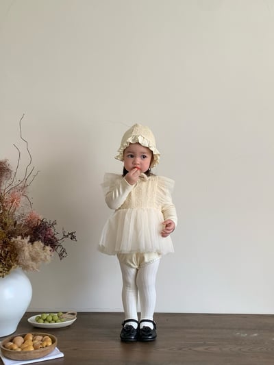 JE021｜(66cm-90cm) 蕾絲花紋薄紗包屁衣含帽子16