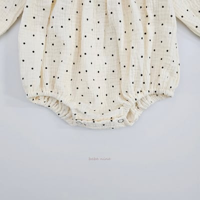 bebe nine21 (65-90) 2色點點蝴蝶結緞帶包屁衣12