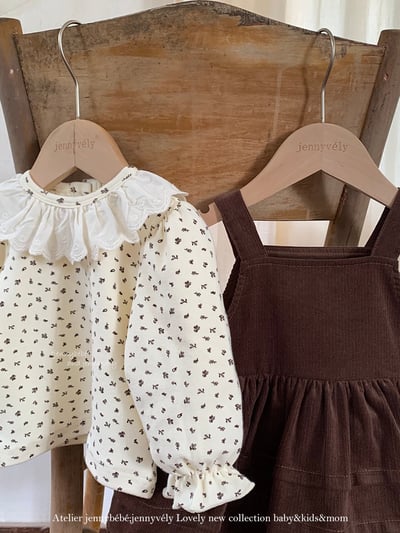 JE582｜(73-100cm) 滾邊翻領上衣/燈芯絨吊帶包屁裙6