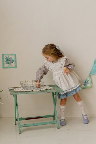 FLO24｜(75-140) 2色田園碎花娃娃袖上衣9