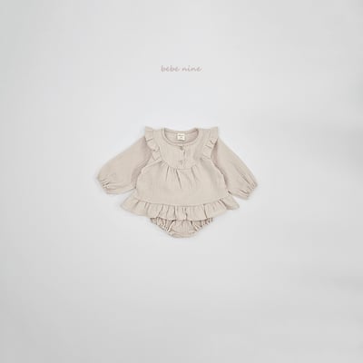 bebe nine12 (65-90) 2色荷葉棉麻包屁套裝10