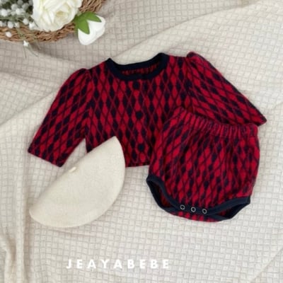 JEAYA08｜(3m-12m) 3色復古菱形針織套裝15