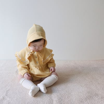 LEMONADE14｜(55cm-85cm) 2色波浪邊大翻領包屁衣含帽子14