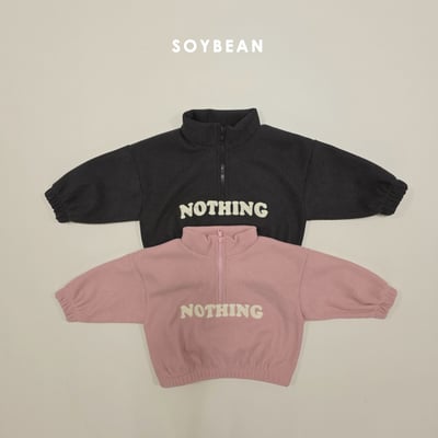 Soybean03｜(75cm-118cm) 英字拉鍊半開襟內刷毛上衣15