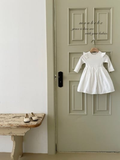 MONBEBE20｜(1y-8y) 簡約荷葉飛袖洋裝8