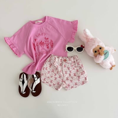 Melikey04｜(75-125cm) 冰淇淋印花荷葉袖上衣2