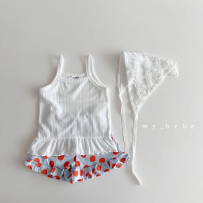 my_bebe33｜(80-120cm) 荷葉捲邊細肩背心20