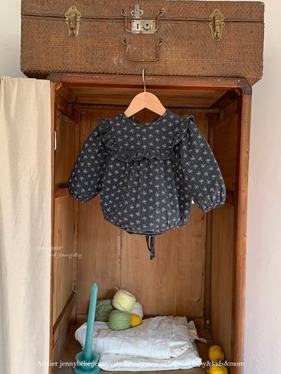 JE 631｜(66-90cm)  小碎花公主袖包屁衣4