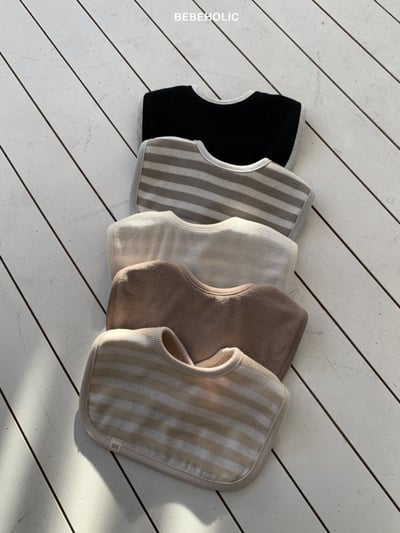 Bebe holic17｜(3m-18m) 雙面條紋毛圈圍兜1