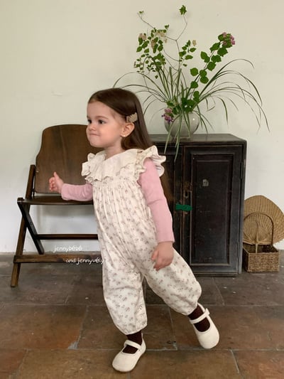 JE559｜(73-100cm) 蕾絲花邊領壓紋上衣/碎連身褲10