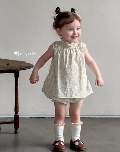 JE704｜(80-110cm) 花邊法式印花無袖套裝9