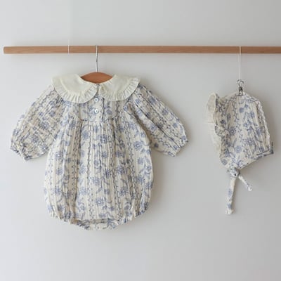 LEMONADE19｜(55cm-85cm) 2色翻領碎花包屁衣24