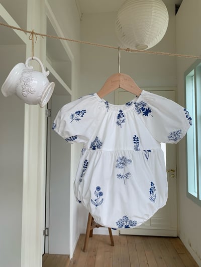 JE10｜(66-120cm-mom) 刺繡小花泡泡袖包屁衣/洋裝5