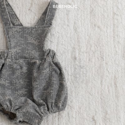 Bebe holic11｜(3m-18m) 燈芯絨花紋吊帶包屁衣10