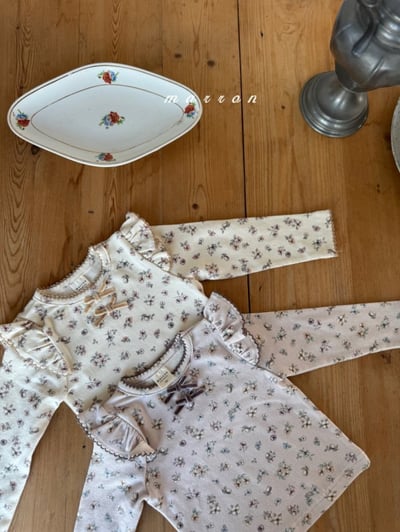 Marron 02｜(1y-6y) 碎花荷葉肩袖上衣8