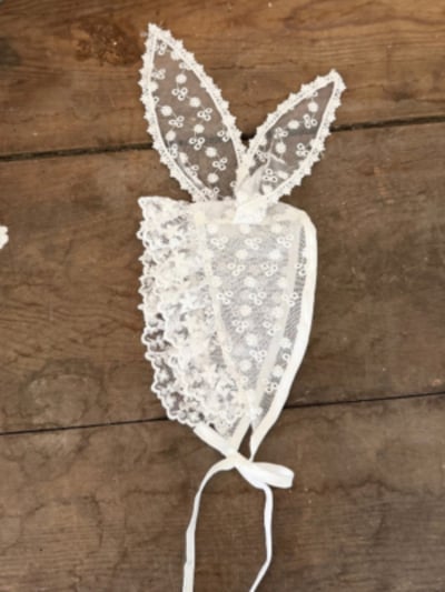 Marron40｜(Free) 小兔耳蕾絲綁帶帽7