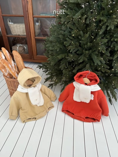 Nutt08｜(3m-16m) 簡約連帽包屁衣含圍巾12