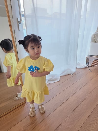 Color27｜(75-115cm) 印花公主袖洋裝7