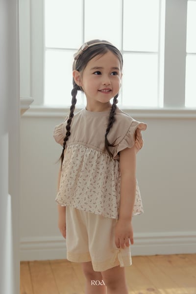 ROA20｜(6m-18m) 2色荷葉袖碎花上衣2