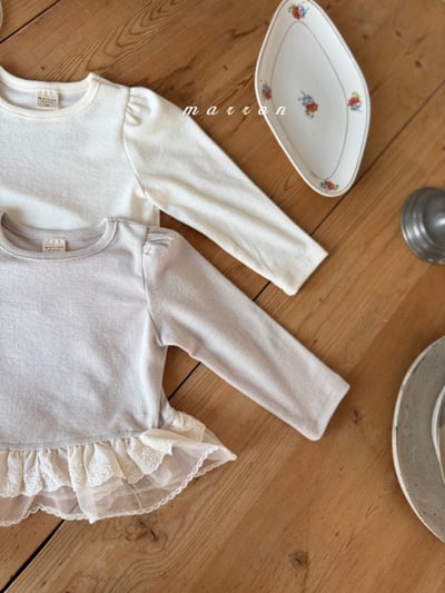 Marron 01｜(1y-6y) 公主袖蕾絲下擺上衣13