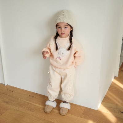 neneru25｜(70cm-125cm) 2色蕾絲小兔印花休閒上衣4