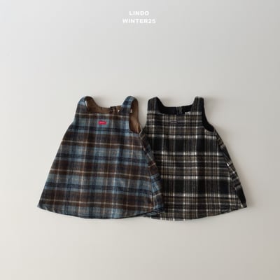 Lindo66｜(80cm-125cm) 背心格紋洋裝3