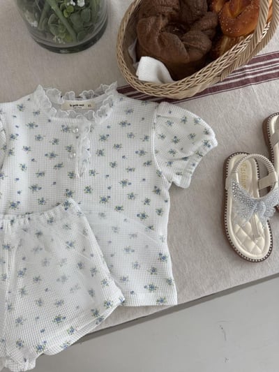 LePetitmot01｜(80-125cm) 2色花朵薄紗裙套裝9