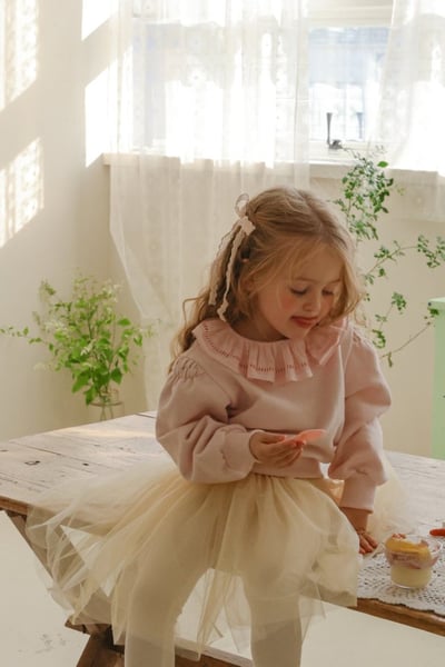 FLO29｜(75-140) 2色荷葉花瓣領縮口上衣9