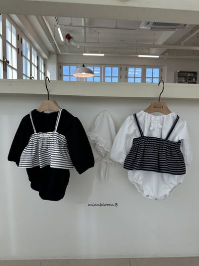 Bloom.b50｜(0m-18m) 蝴蝶結壓紋包屁衣6