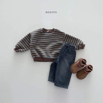 Bonito27｜(75cm-125cm) 條紋刷絨休閒上衣8