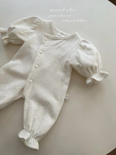 MONBEBE24｜(0m-3m) 貴族滾邊荷葉縮口連身衣3