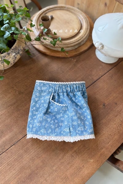 Marron17｜(1y-6y) 牛仔碎花蕾絲褲3