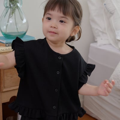 bebe nine45  (65cm-115cm) 2色荷葉鈕釦開衫套裝15