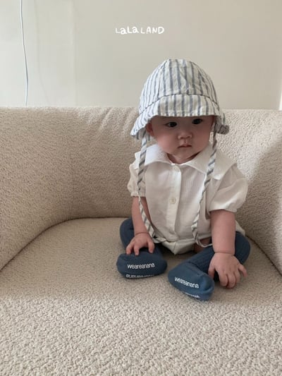 lala land26｜(3m-18m) 2色素面翻領包屁衣4