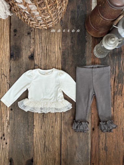 Marron 01｜(1y-6y) 公主袖蕾絲下擺上衣3