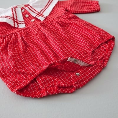 LEMONADE40｜(55cm-85cm) 2色格紋翻領包屁衣含帽子8