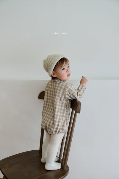 bebe nine14 (55cm-75cm) 2色紳士格紋包屁衣5