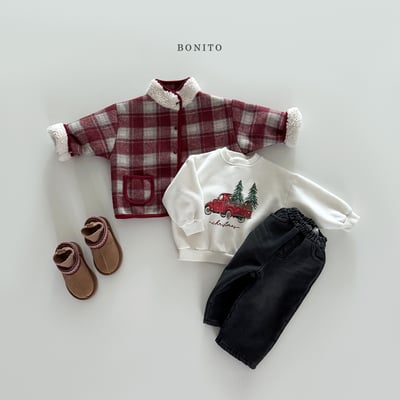 Bonito11｜(75cm-125cm) 冬季刷毛格紋口袋外套3