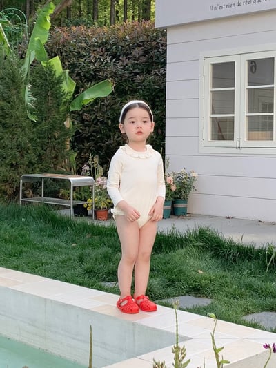 JE30｜(73-130cm) 蕾絲花邊防曬50+泳衣-長袖12