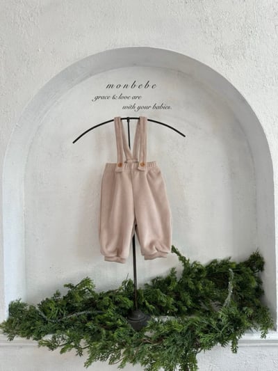 MONBEBE35｜(3m-24m) 簡約絲絨吊帶褲5