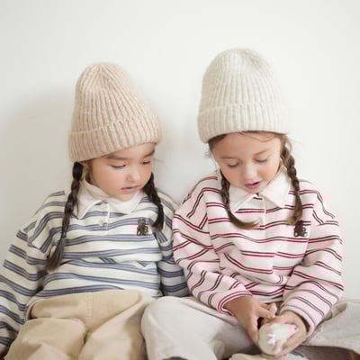 neneru24｜(70cm-125cm) 2色小熊條紋有領上衣5