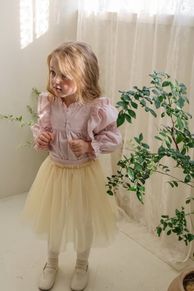 FLO20｜(75-140) 2色荷葉滾邊飛袖襯衫10