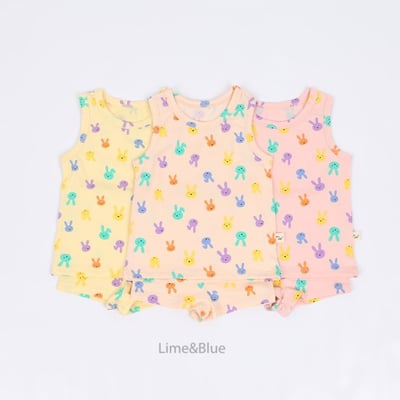 LIME&BLUE14｜(80-118cm)  彩色兔兔無袖服4