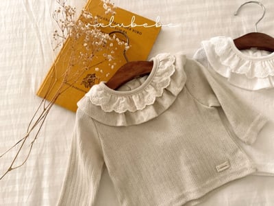 Valubebe76｜(65-90) 荷葉蕾絲領上衣2