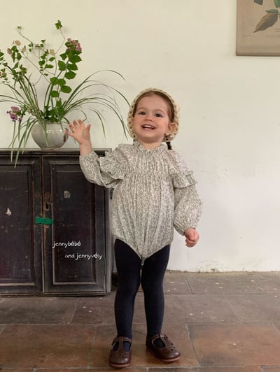 JE553｜(66-90cm) 花邊袖碎花包屁衣5