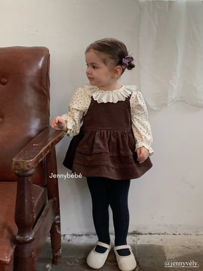 JE582｜(73-100cm) 滾邊翻領上衣/燈芯絨吊帶包屁裙14