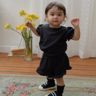 bebe nine09  (65cm-115cm)  3色荷葉邊公主袖套裝2